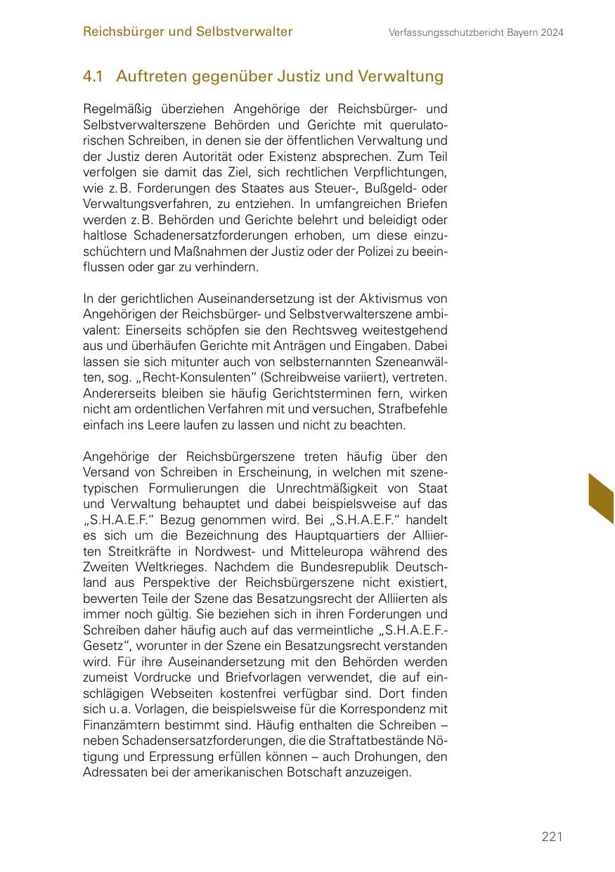 Seite 221 des Verfassungsschutzbericht 2024 Bayern