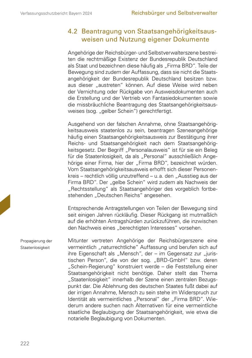 Seite 222 des Verfassungsschutzbericht 2024 Bayern