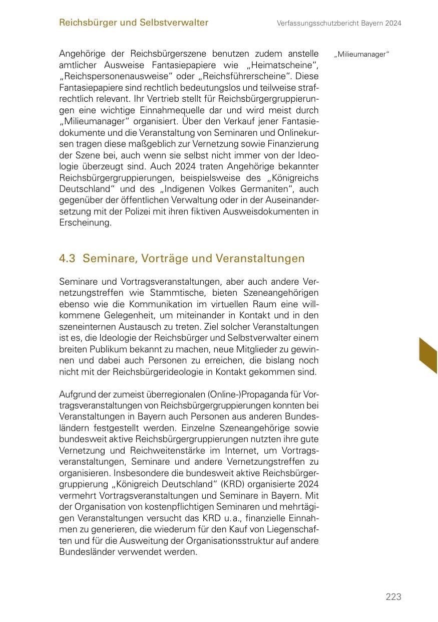 Seite 223 des Verfassungsschutzbericht 2024 Bayern