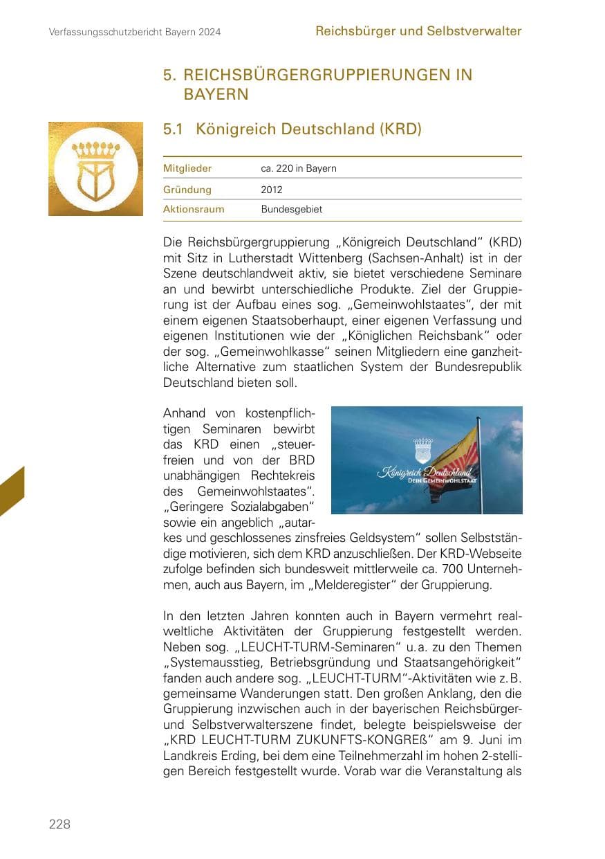 Seite 228 des Verfassungsschutzbericht 2024 Bayern
