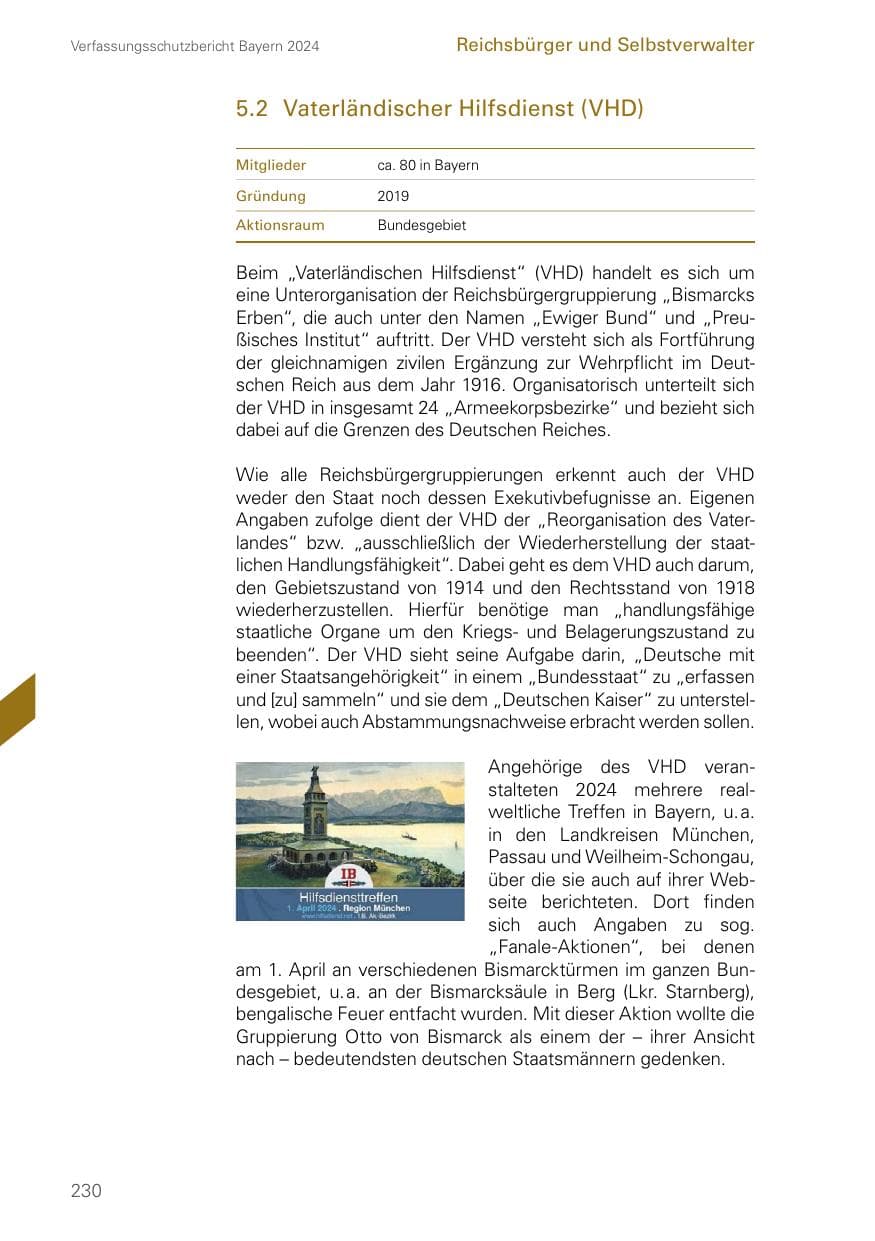 Seite 230 des Verfassungsschutzbericht 2024 Bayern