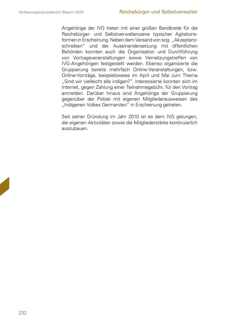Seite 232 des Verfassungsschutzbericht 2024 Bayern