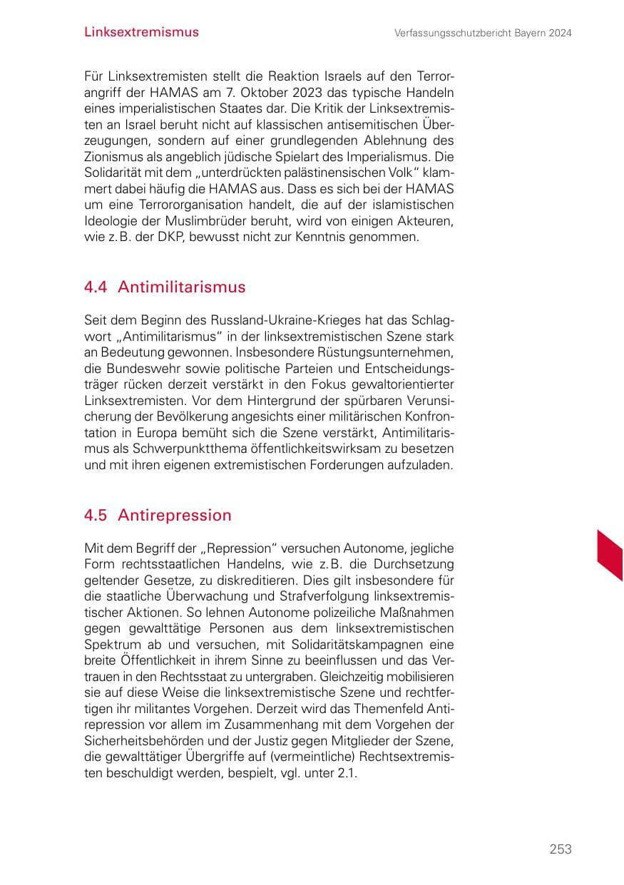 Seite 253 des Verfassungsschutzbericht 2024 Bayern