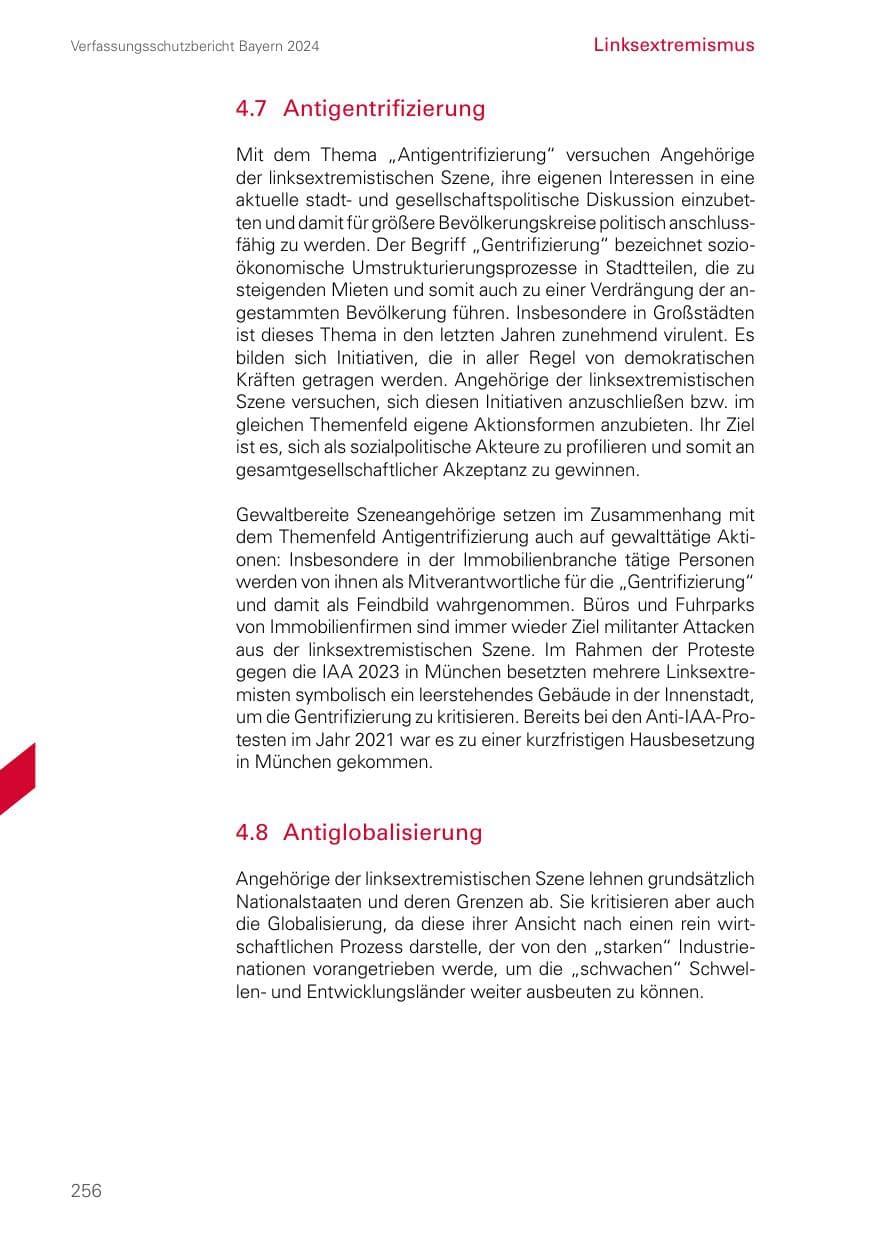 Seite 256 des Verfassungsschutzbericht 2024 Bayern