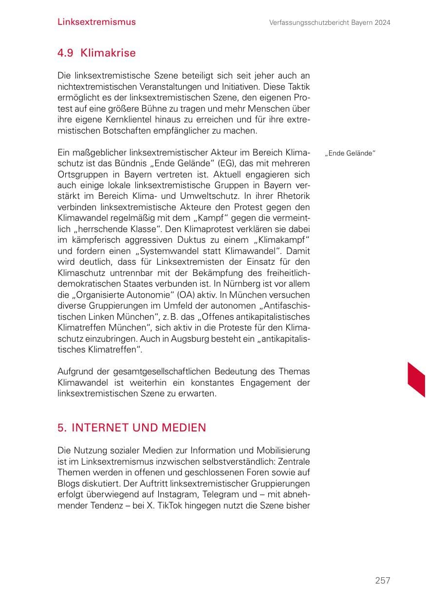 Seite 257 des Verfassungsschutzbericht 2024 Bayern