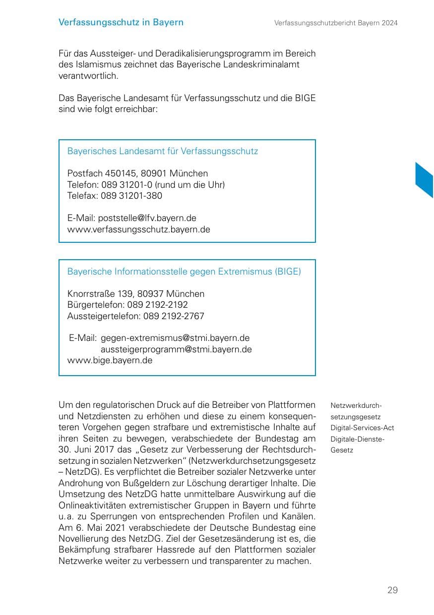 Seite 29 des Verfassungsschutzbericht 2024 Bayern