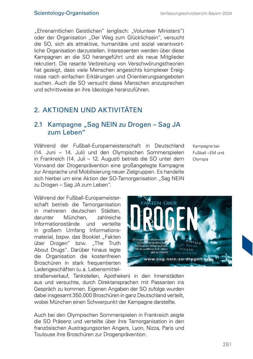 Seite 281 des Verfassungsschutzbericht 2024 Bayern