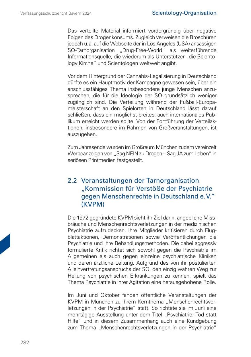 Seite 282 des Verfassungsschutzbericht 2024 Bayern