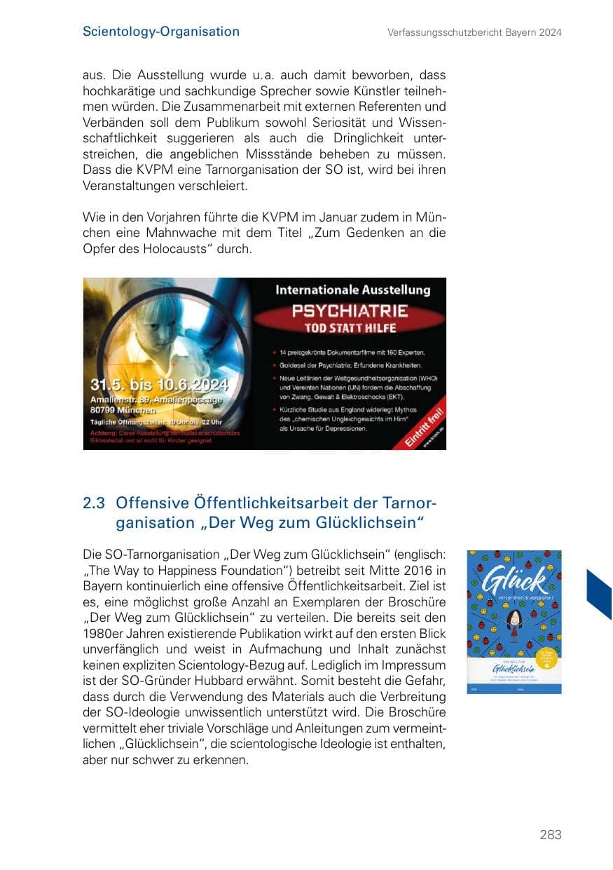 Seite 283 des Verfassungsschutzbericht 2024 Bayern