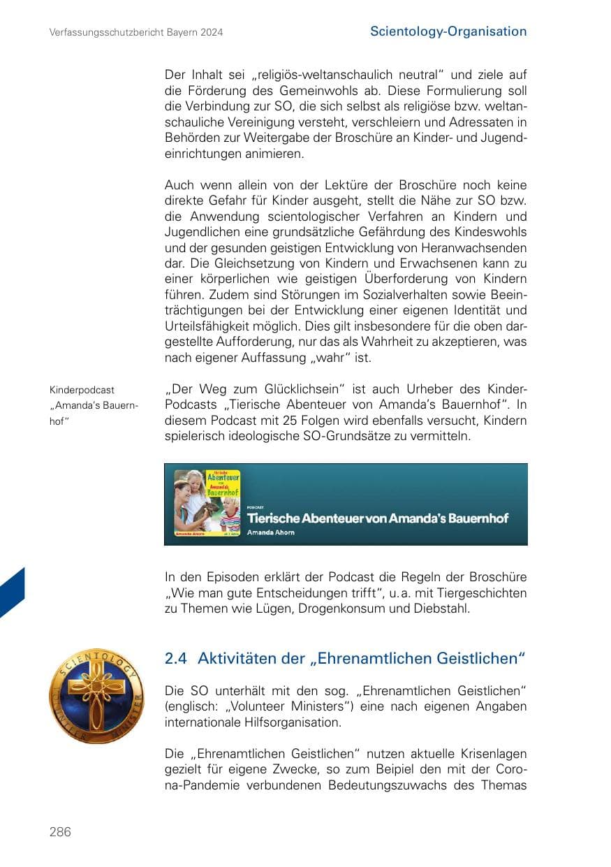 Seite 286 des Verfassungsschutzbericht 2024 Bayern