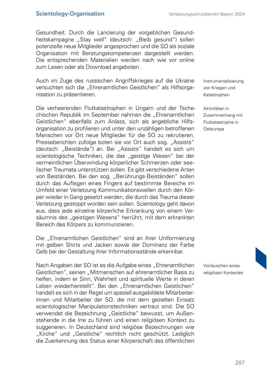 Seite 287 des Verfassungsschutzbericht 2024 Bayern