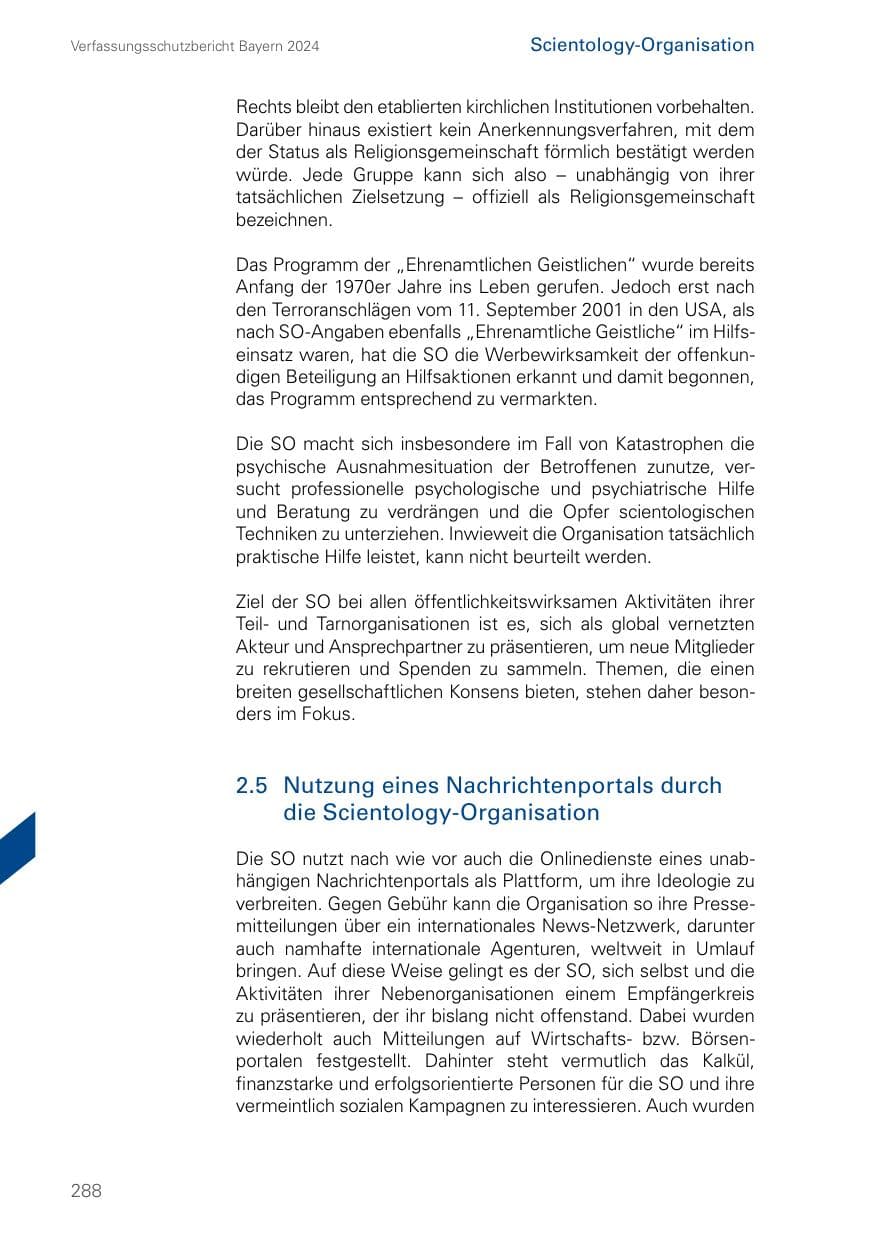 Seite 288 des Verfassungsschutzbericht 2024 Bayern