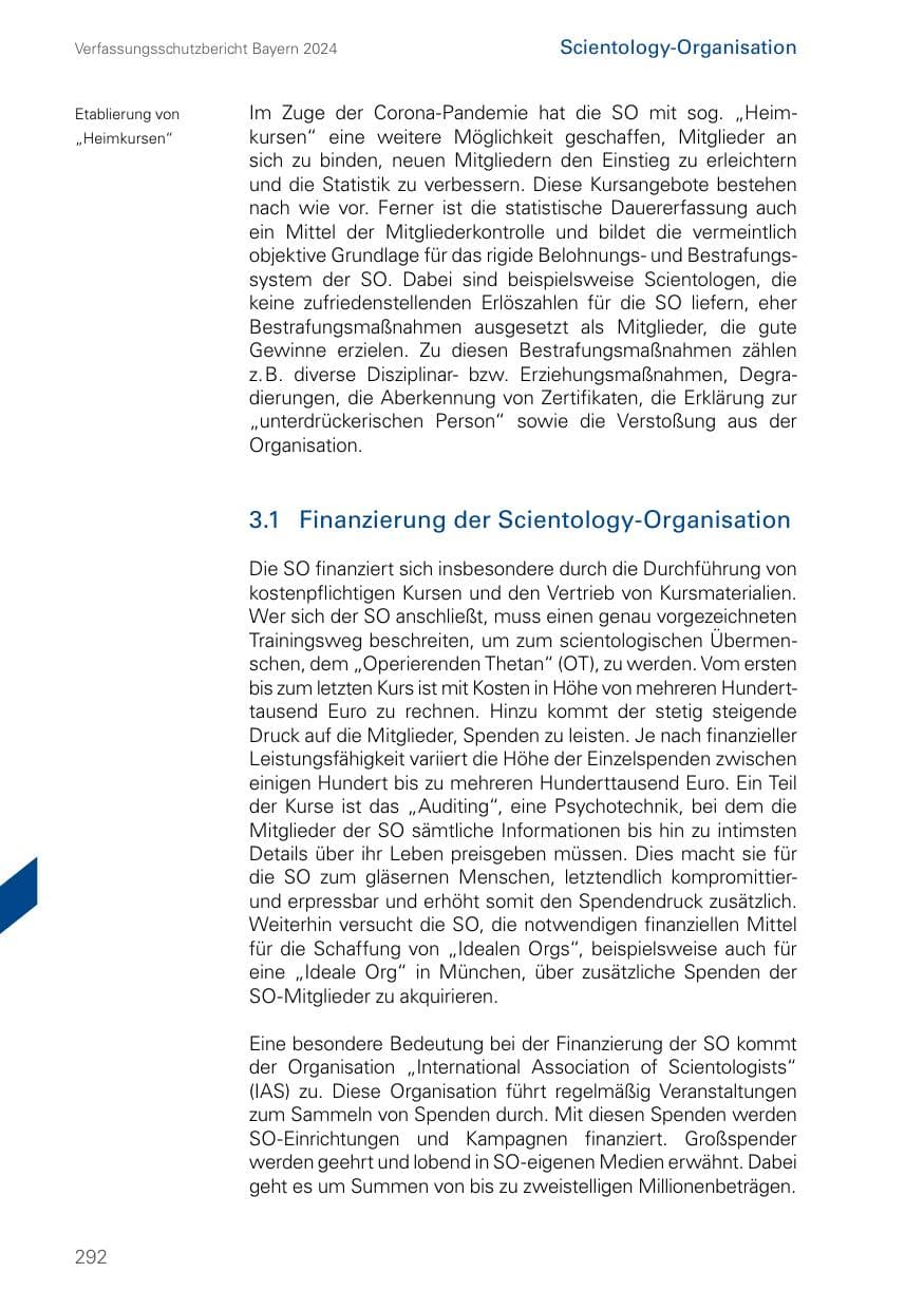 Seite 292 des Verfassungsschutzbericht 2024 Bayern