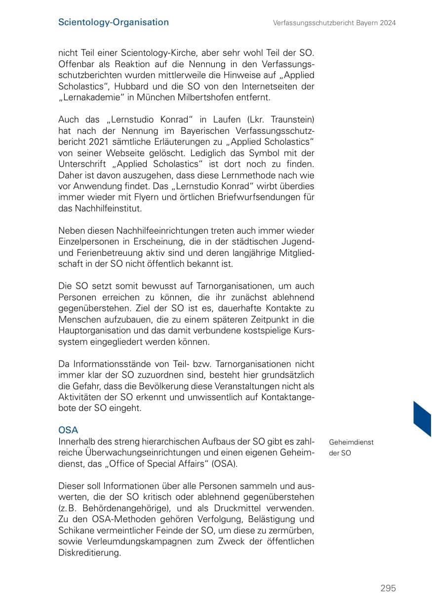 Seite 295 des Verfassungsschutzbericht 2024 Bayern