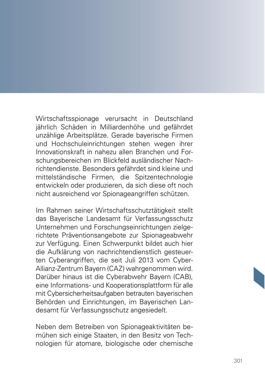 Seite 301 des Verfassungsschutzbericht 2024 Bayern