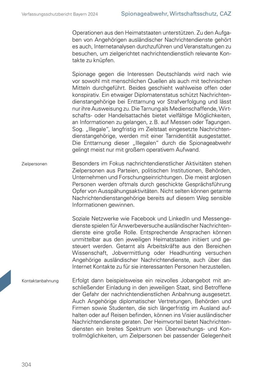 Seite 304 des Verfassungsschutzbericht 2024 Bayern