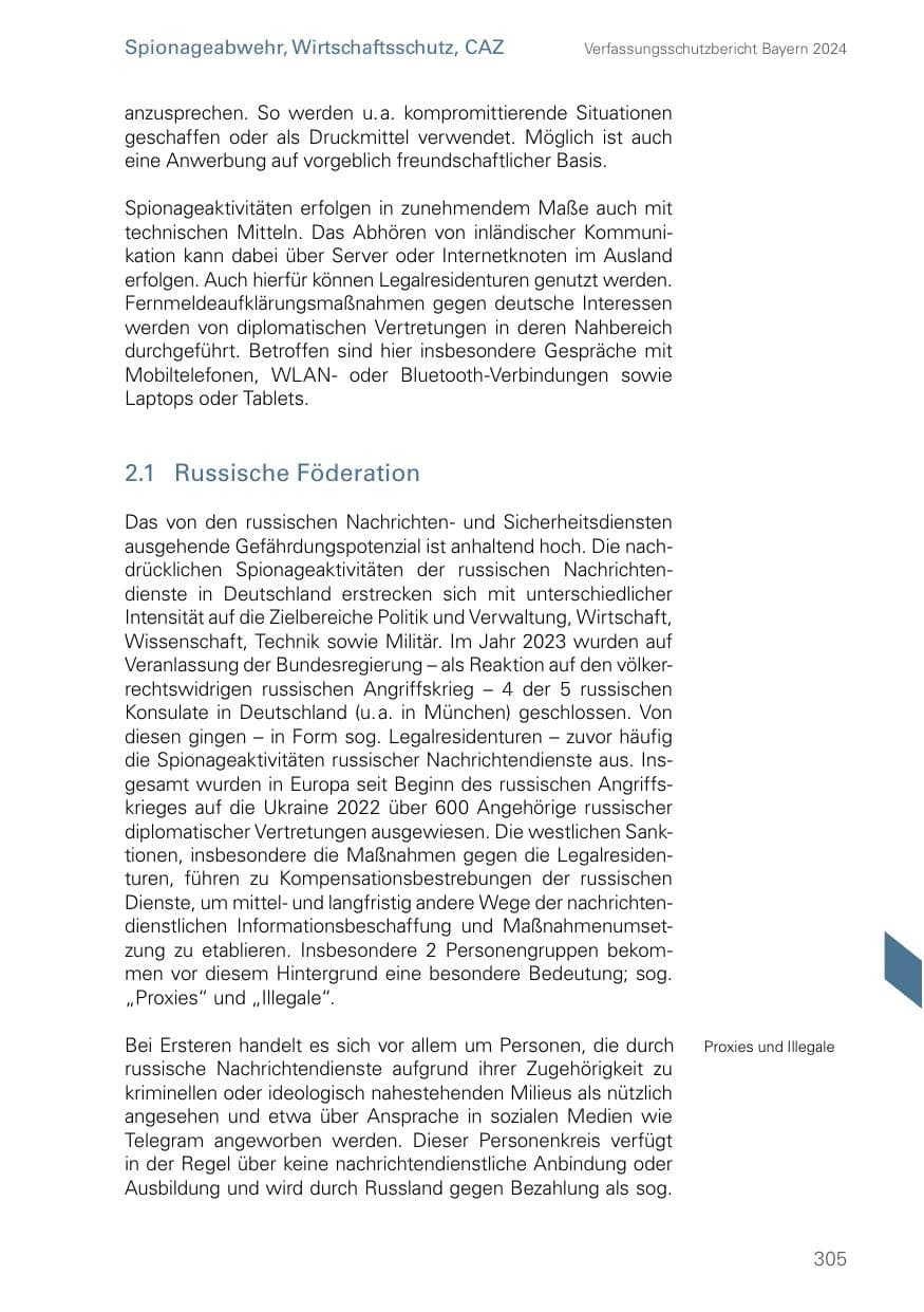 Seite 305 des Verfassungsschutzbericht 2024 Bayern