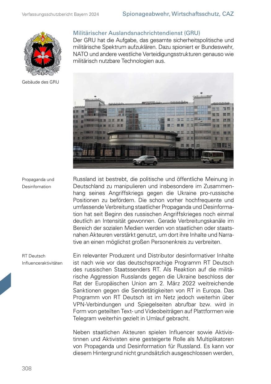 Seite 308 des Verfassungsschutzbericht 2024 Bayern