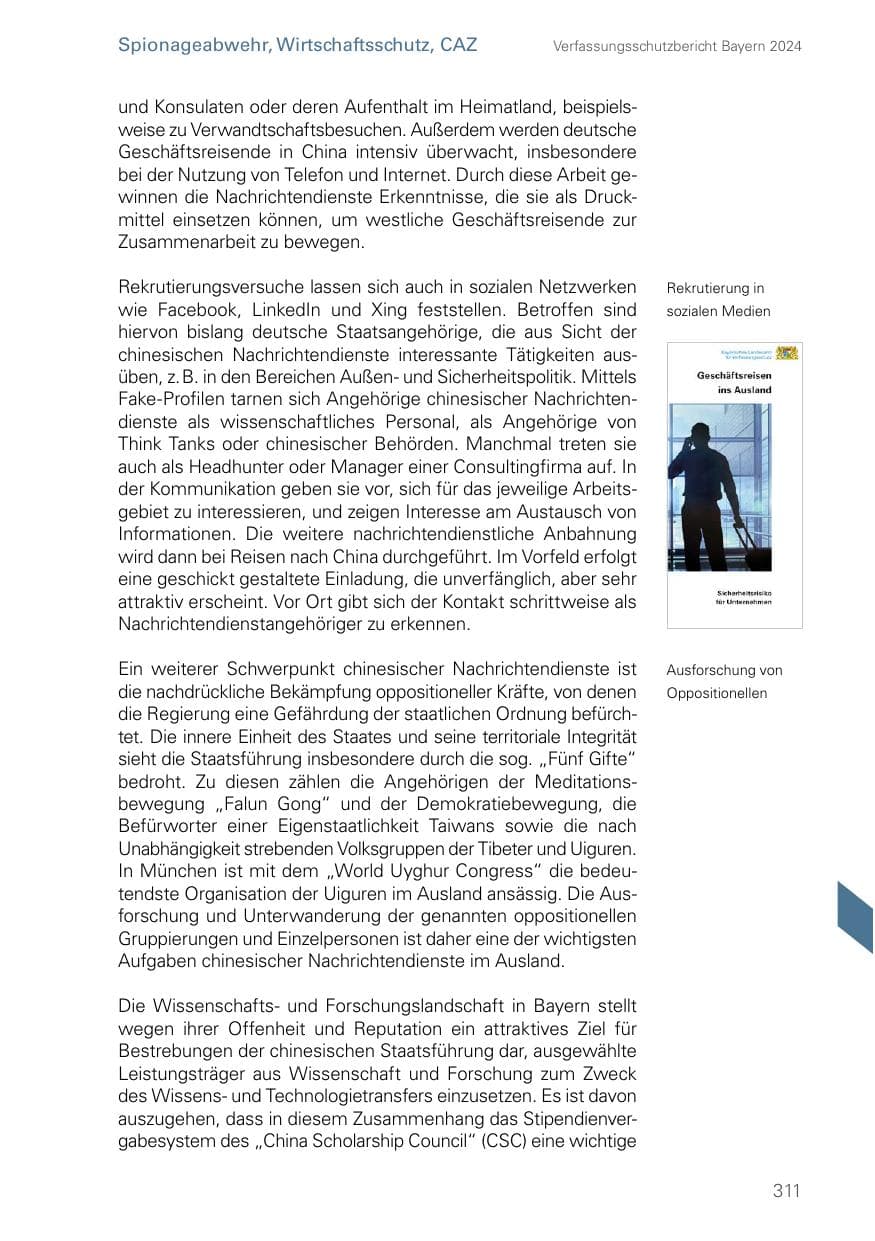 Seite 311 des Verfassungsschutzbericht 2024 Bayern