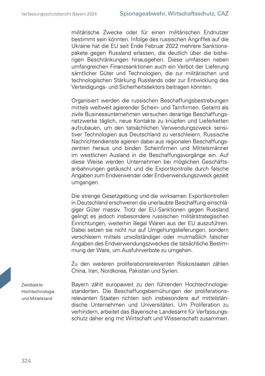 Seite 324 des Verfassungsschutzbericht 2024 Bayern