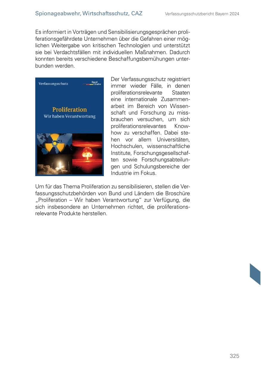 Seite 325 des Verfassungsschutzbericht 2024 Bayern