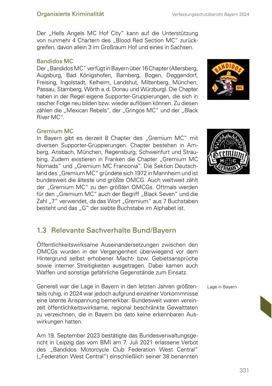 Seite 331 des Verfassungsschutzbericht 2024 Bayern