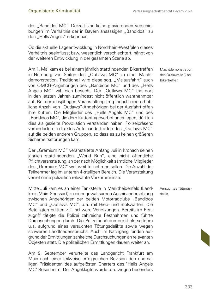 Seite 333 des Verfassungsschutzbericht 2024 Bayern