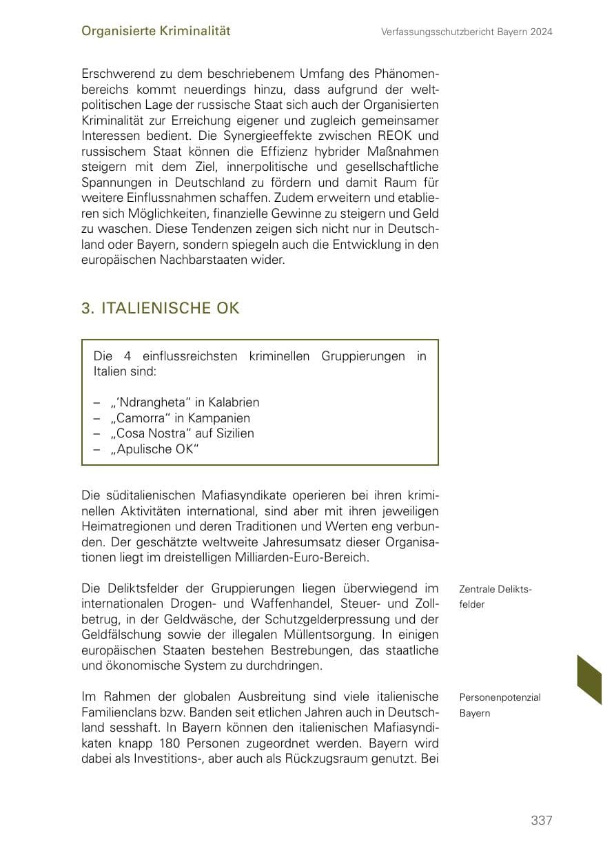 Seite 337 des Verfassungsschutzbericht 2024 Bayern