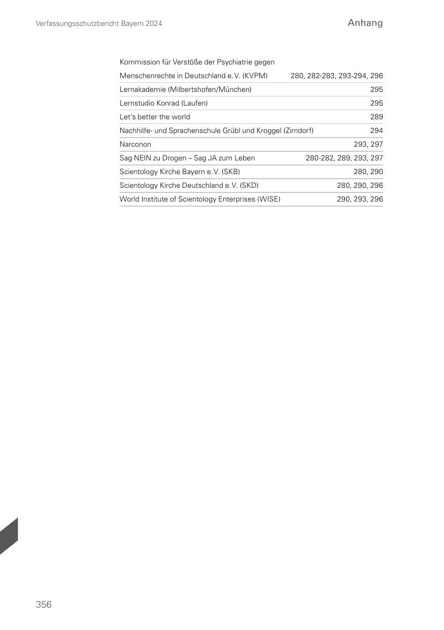 Seite 356 des Verfassungsschutzbericht 2024 Bayern