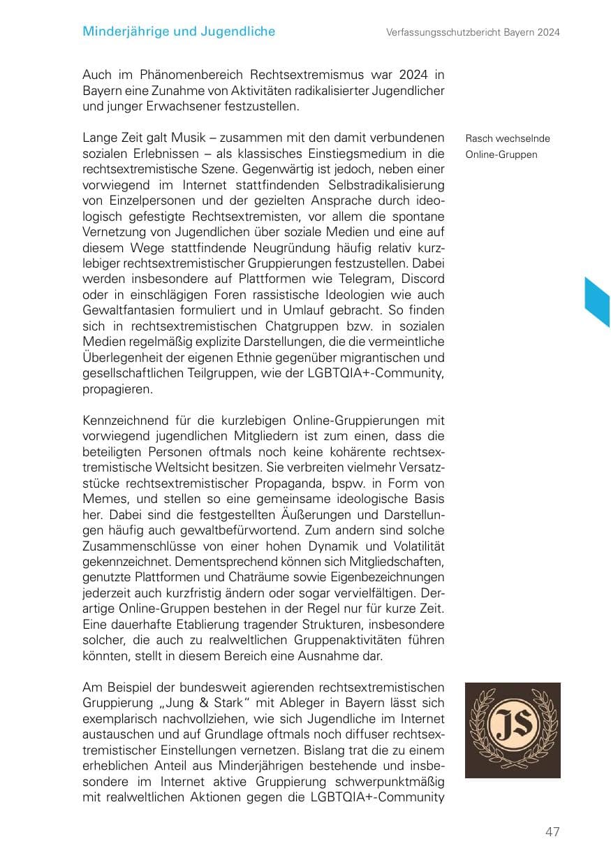 Seite 47 des Verfassungsschutzbericht 2024 Bayern