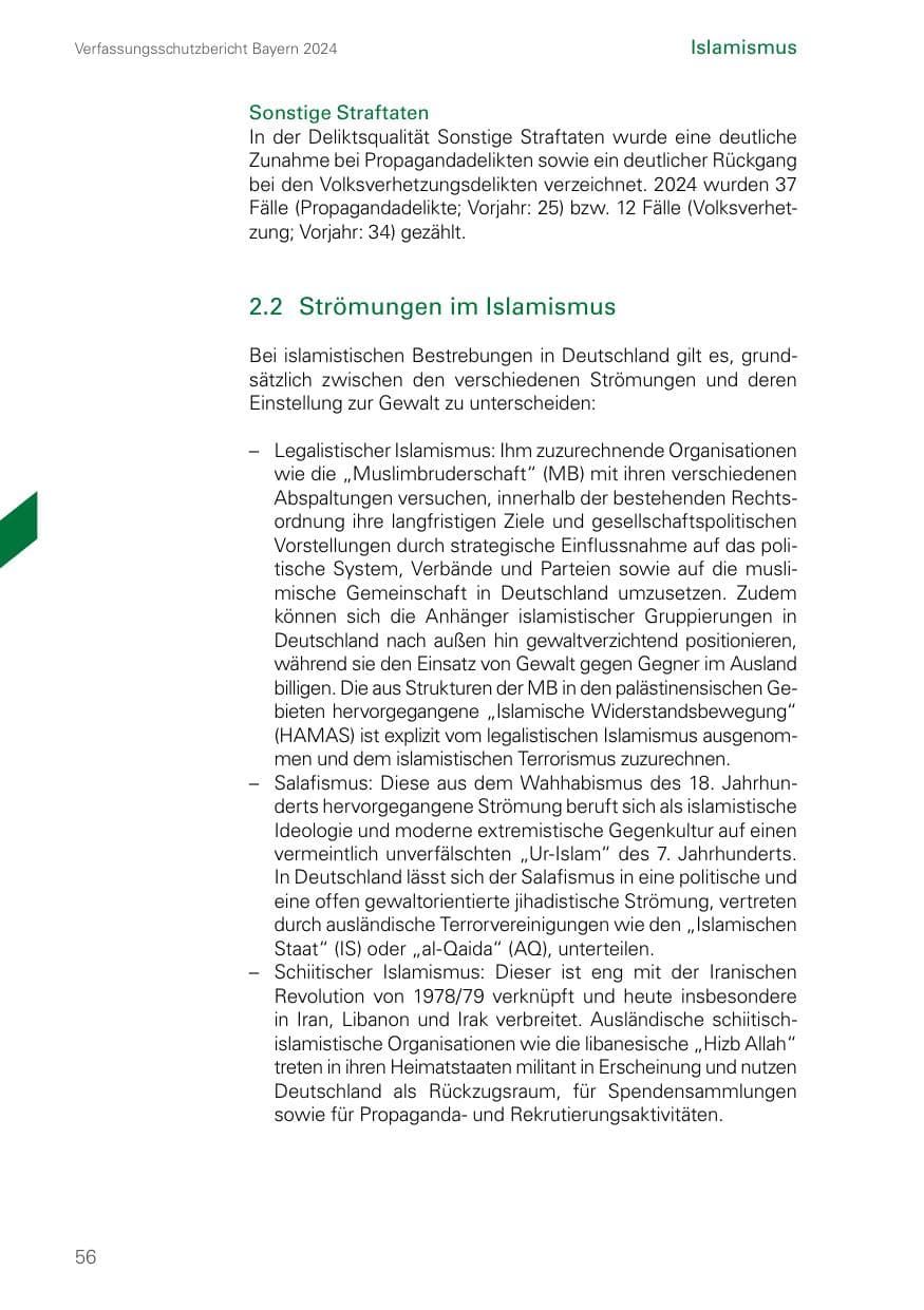 Seite 56 des Verfassungsschutzbericht 2024 Bayern