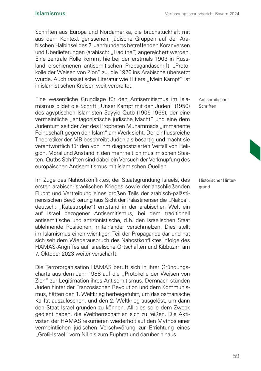Seite 59 des Verfassungsschutzbericht 2024 Bayern