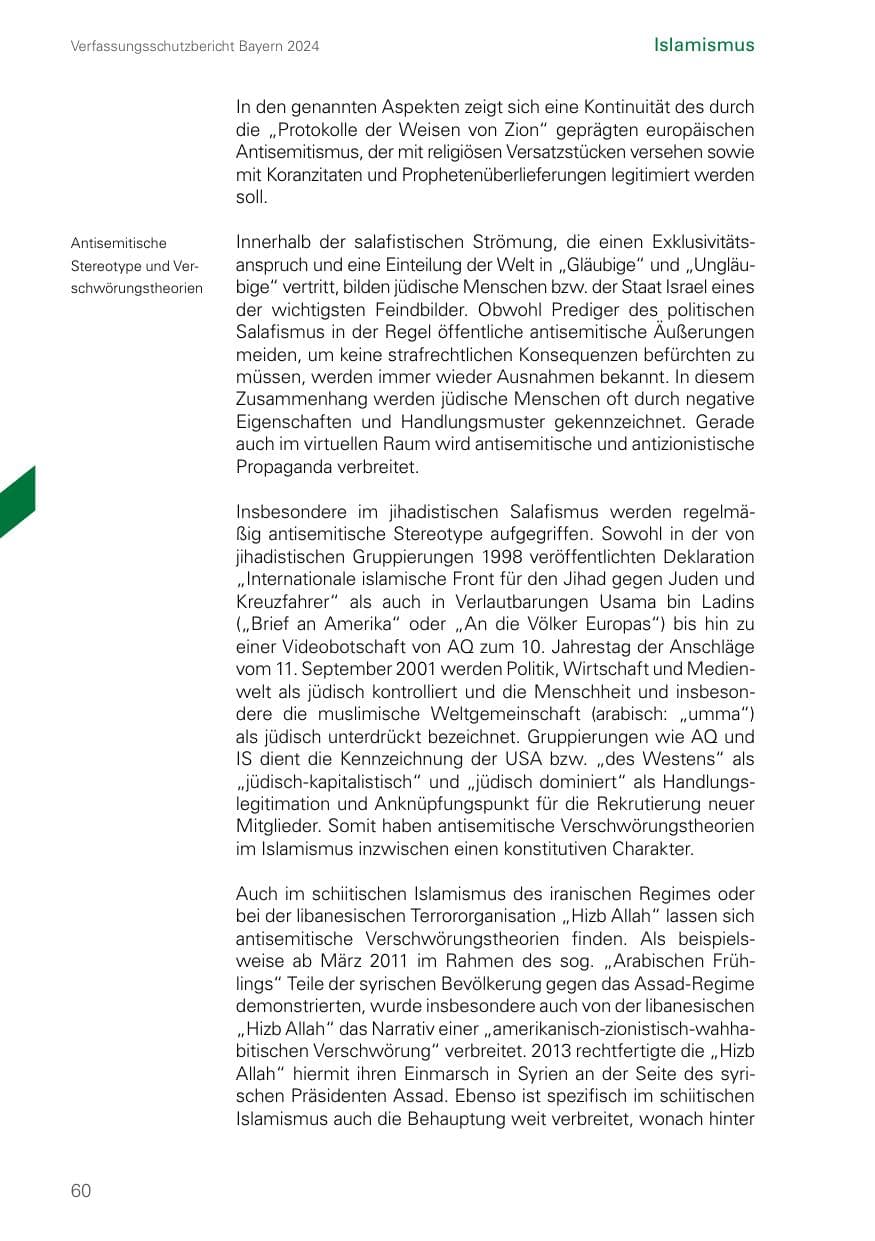 Seite 60 des Verfassungsschutzbericht 2024 Bayern