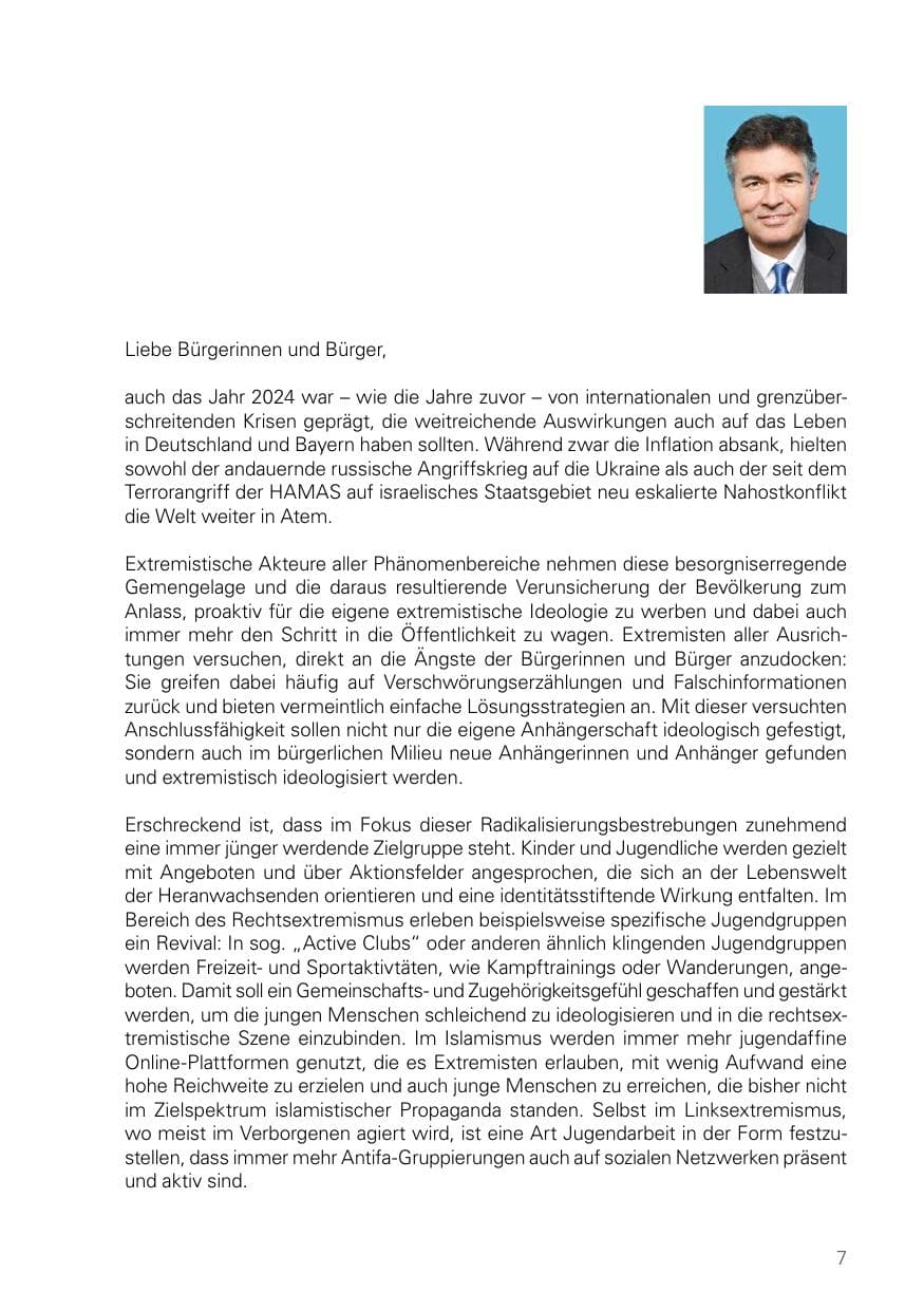 Seite 7 des Verfassungsschutzbericht 2024 Bayern