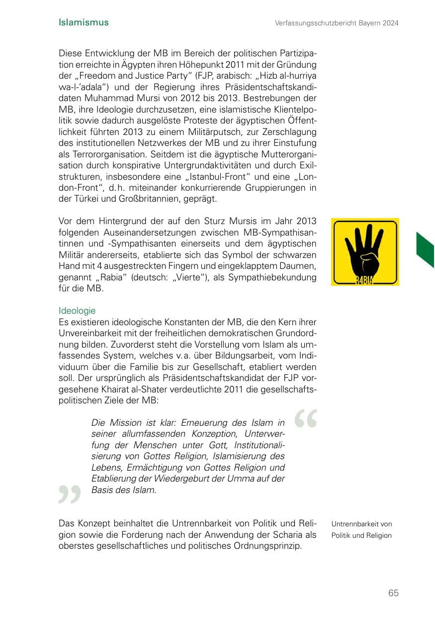 Seite 65 des Verfassungsschutzbericht 2024 Bayern