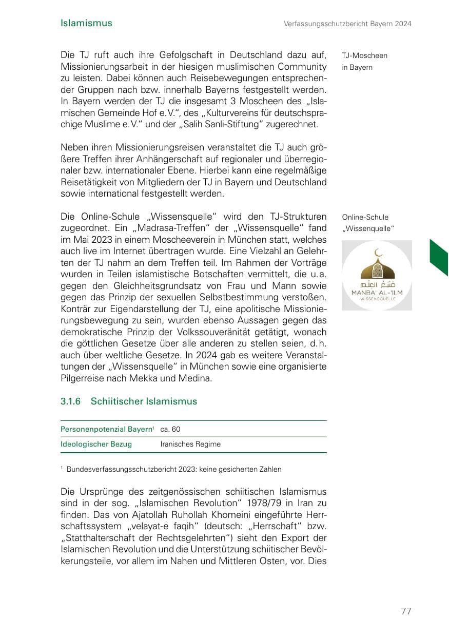 Seite 77 des Verfassungsschutzbericht 2024 Bayern