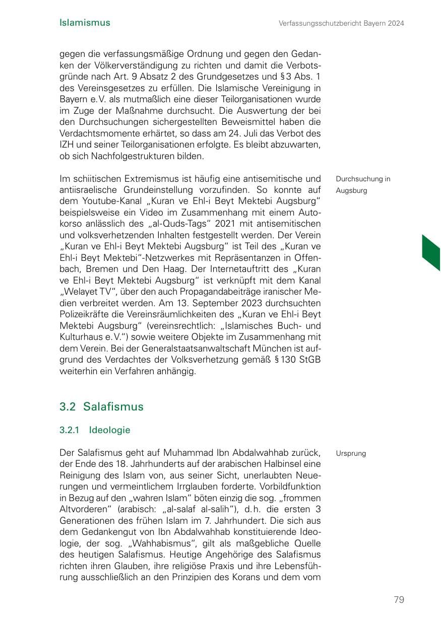 Seite 79 des Verfassungsschutzbericht 2024 Bayern
