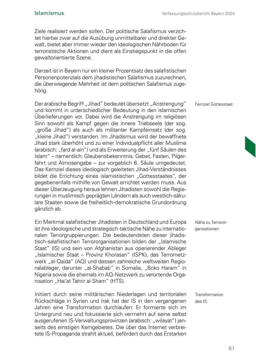 Seite 81 des Verfassungsschutzbericht 2024 Bayern