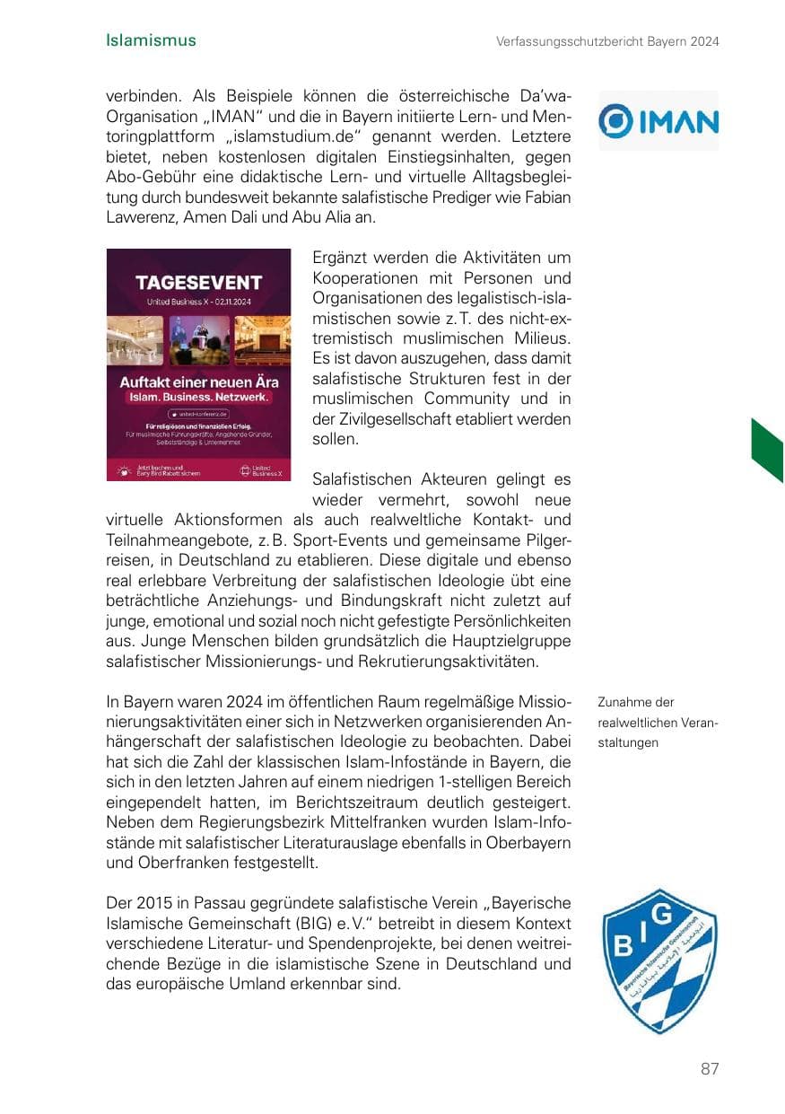 Seite 87 des Verfassungsschutzbericht 2024 Bayern