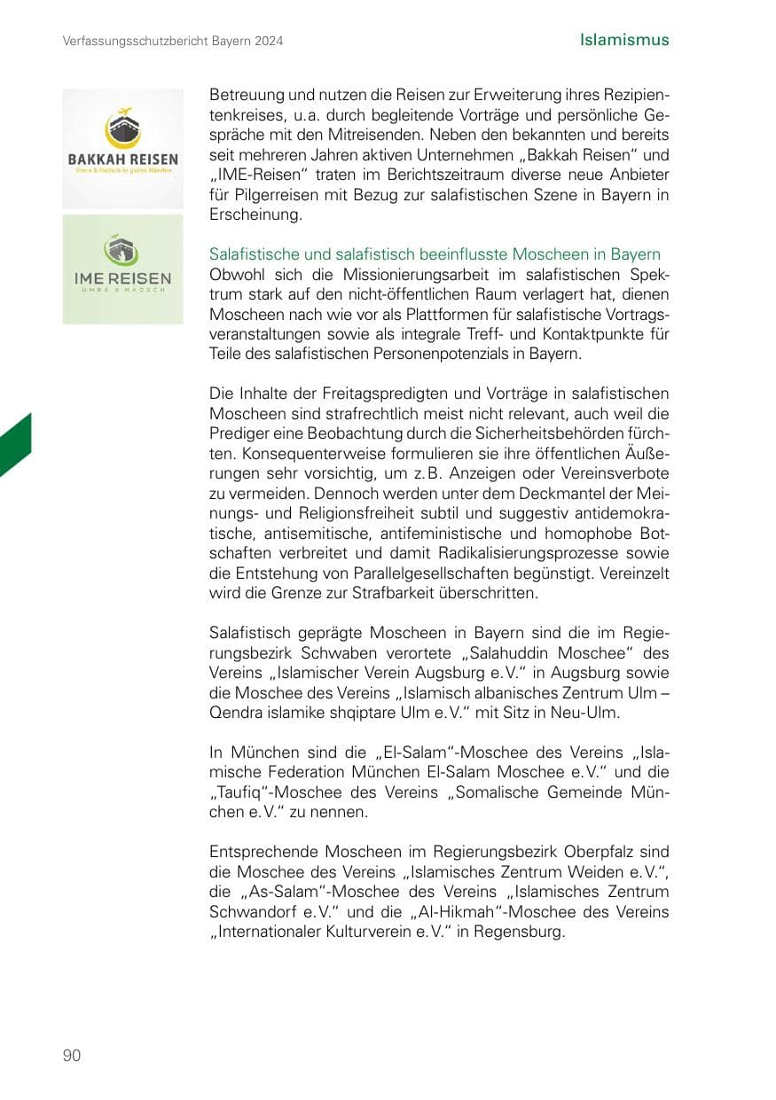 Seite 90 des Verfassungsschutzbericht 2024 Bayern
