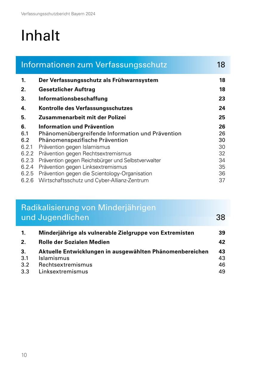 Seite 10 des Verfassungsschutzbericht 2024 Bayern