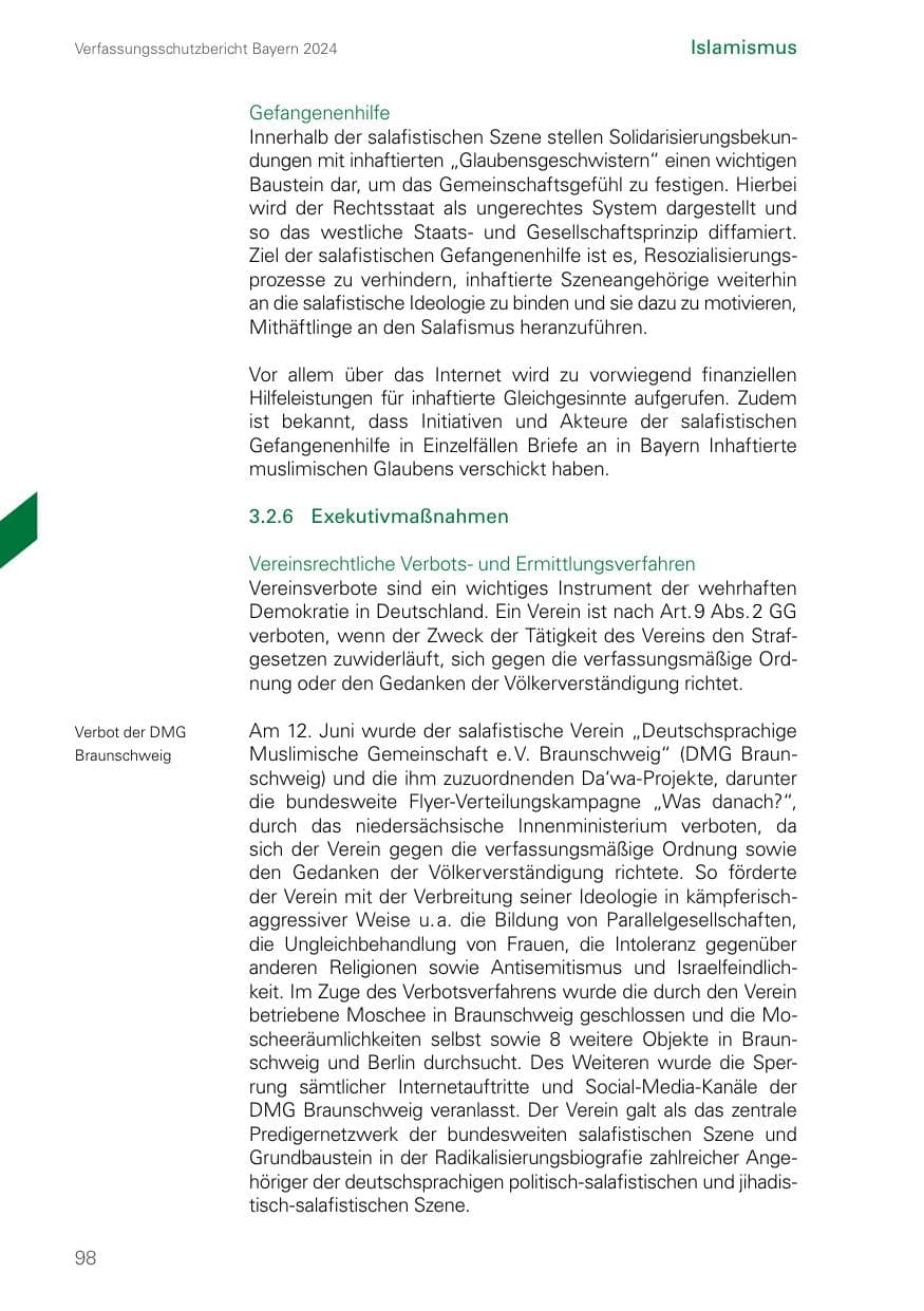 Seite 98 des Verfassungsschutzbericht 2024 Bayern