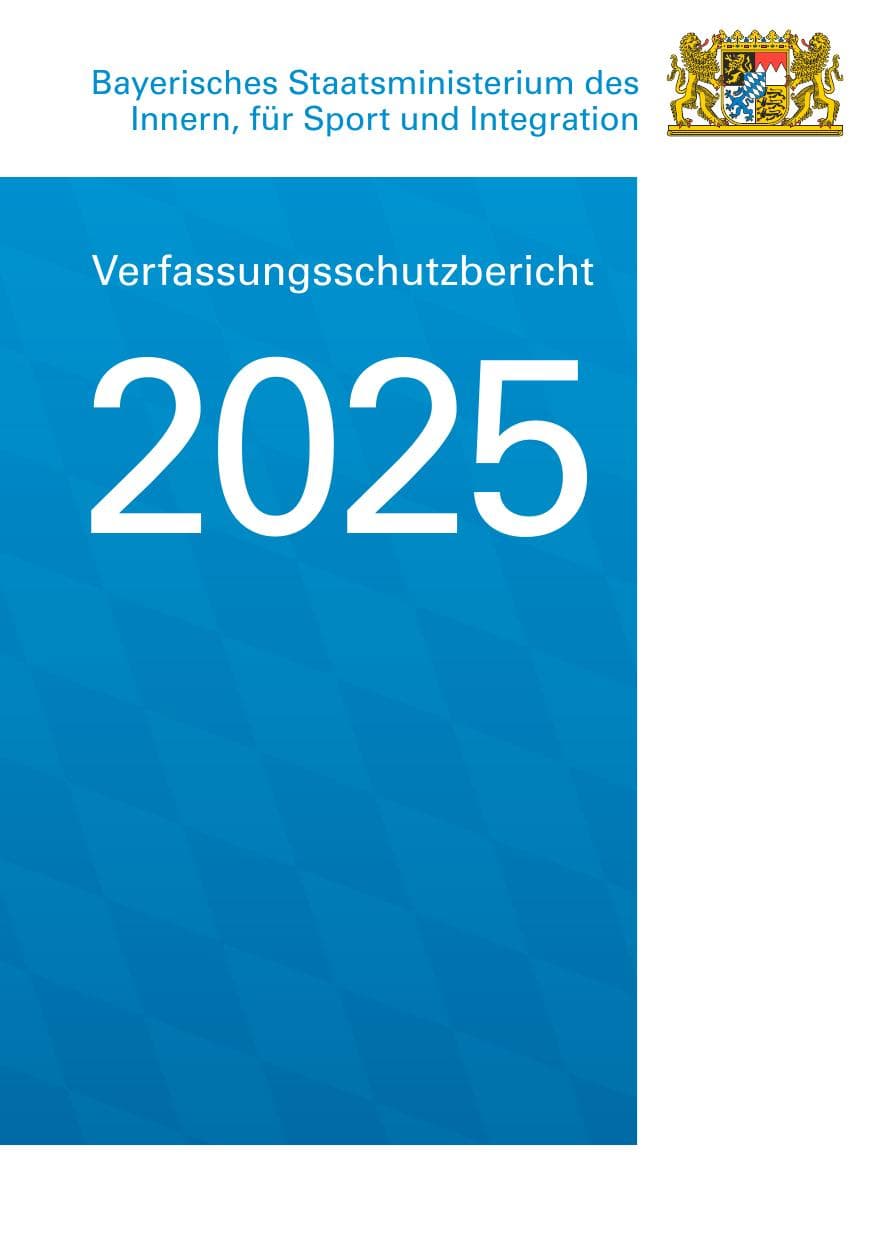 Seite 1 des Verfassungsschutzbericht 2025 Bayern