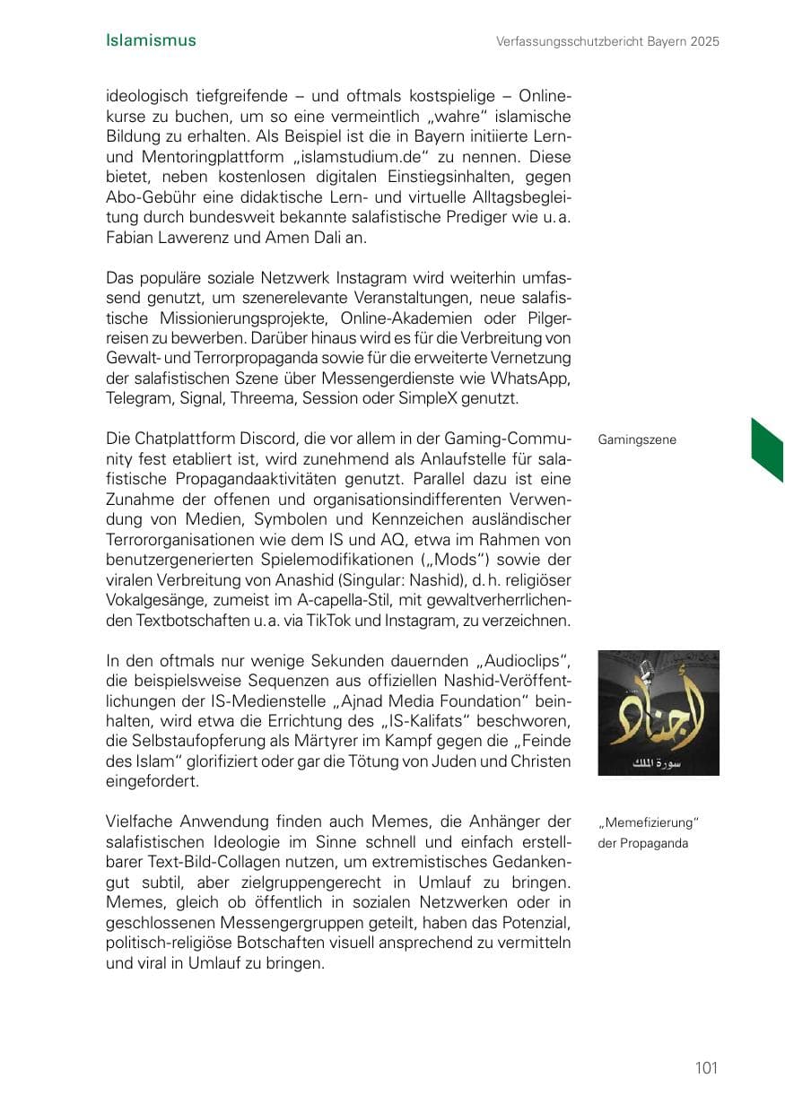 Seite 101 des Verfassungsschutzbericht 2025 Bayern