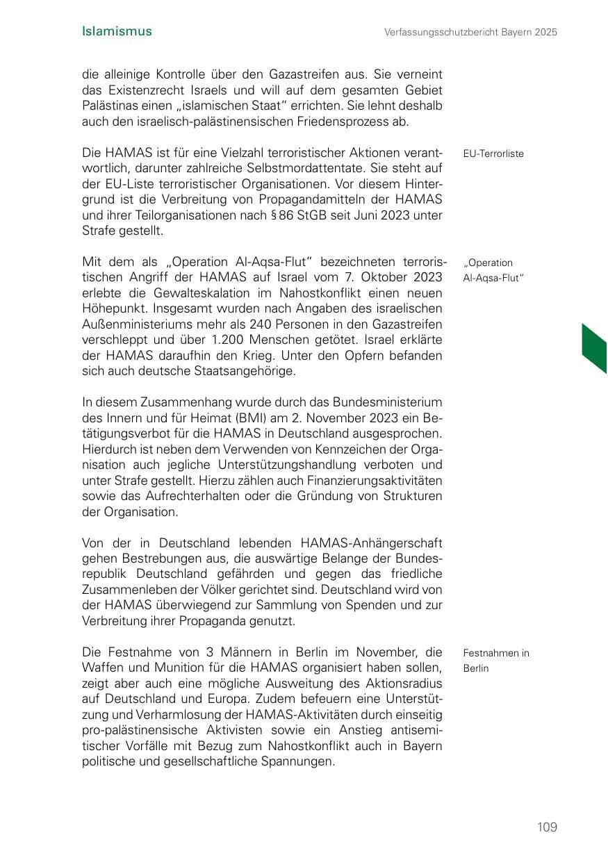 Seite 109 des Verfassungsschutzbericht 2025 Bayern