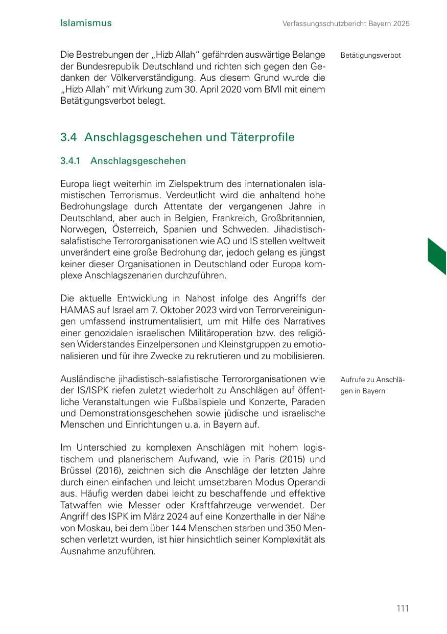 Seite 111 des Verfassungsschutzbericht 2025 Bayern