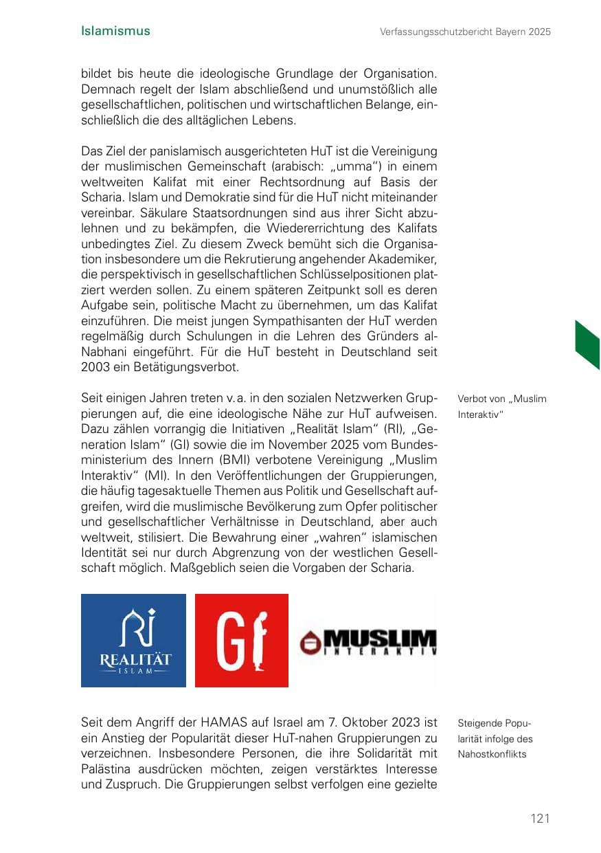 Seite 121 des Verfassungsschutzbericht 2025 Bayern