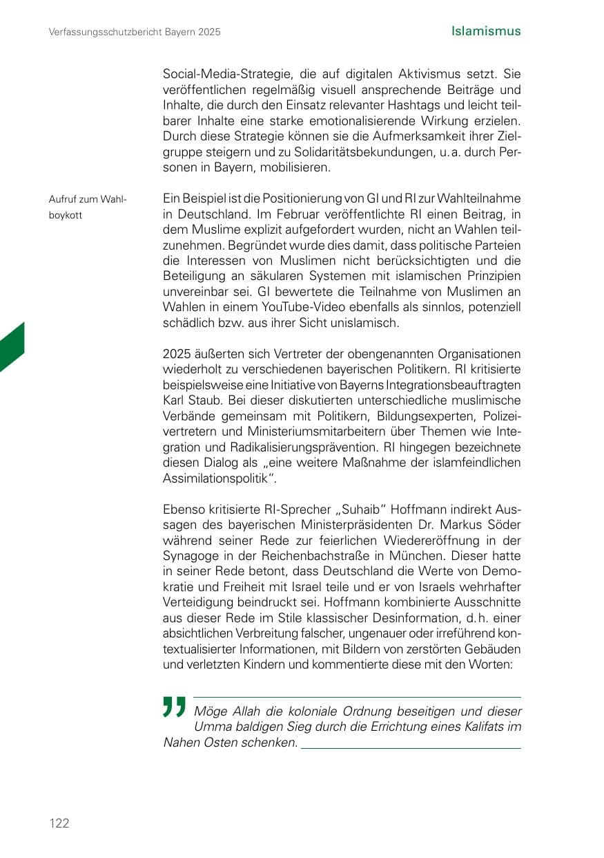 Seite 122 des Verfassungsschutzbericht 2025 Bayern