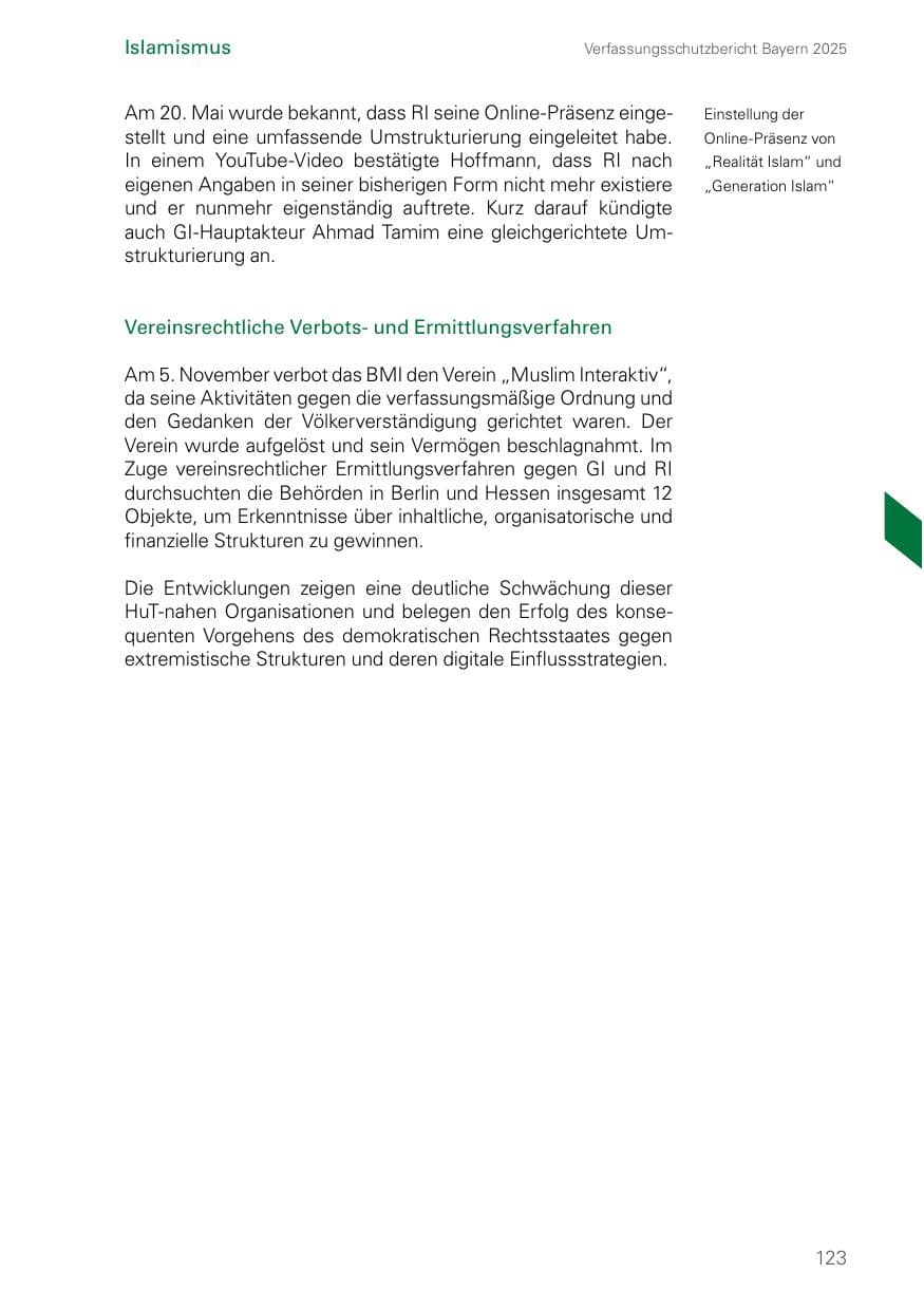 Seite 123 des Verfassungsschutzbericht 2025 Bayern