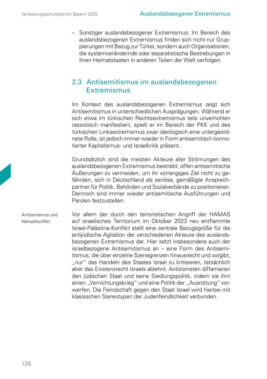 Seite 128 des Verfassungsschutzbericht 2025 Bayern